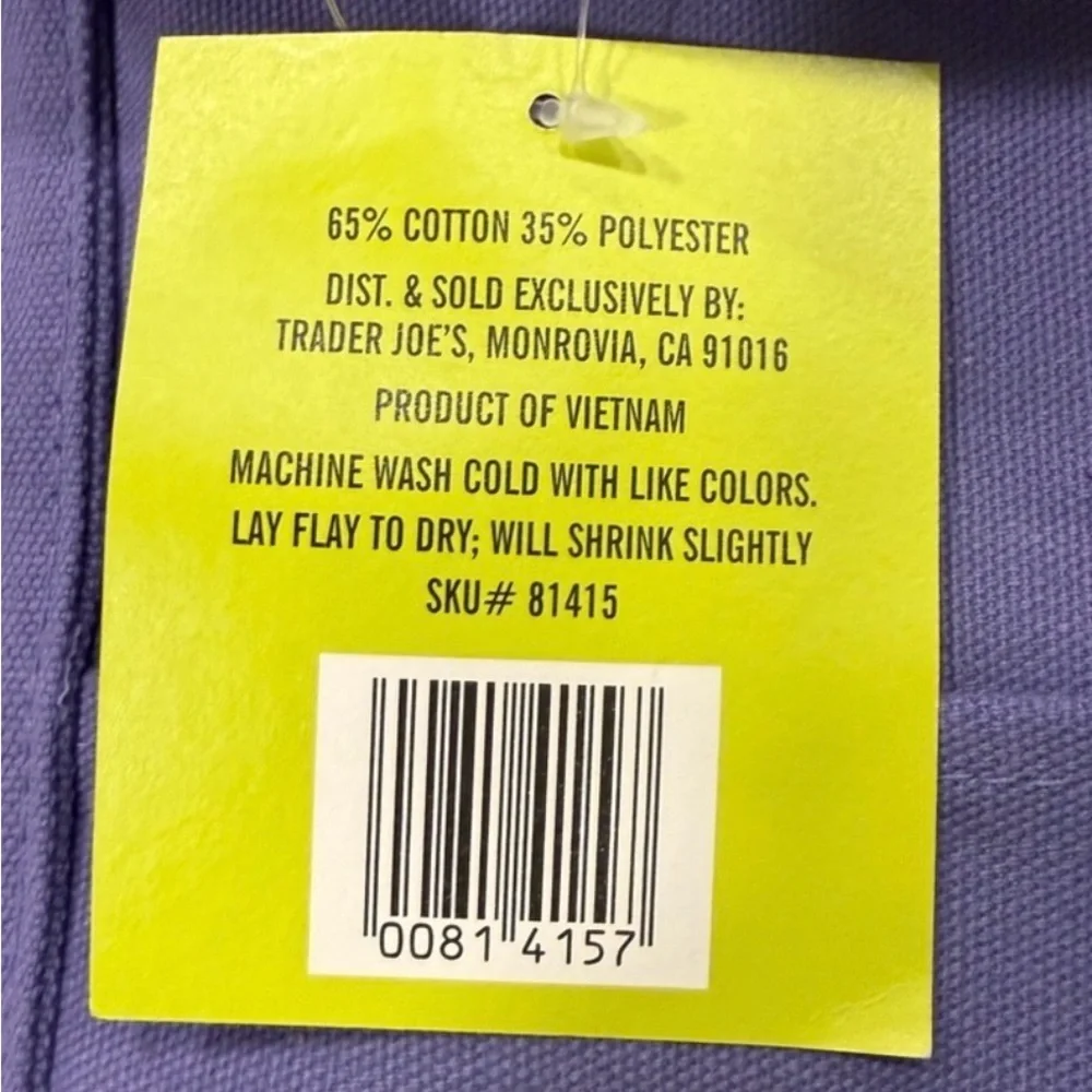 Trader Joe's Black Canvas Tote Bag - Picture 3 of 3